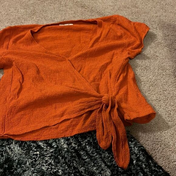 Madewell textured tie front blouse S - Picture 4 of 7